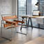 Danta Saddle Leather and Artificial Leather Accent Chair with Stainless Steel Frame-1436452168