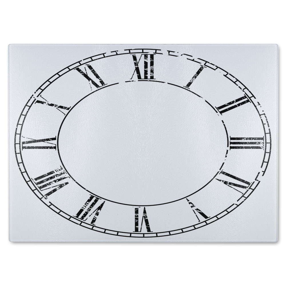 Roman Numeral Clock Glass Chopping Board