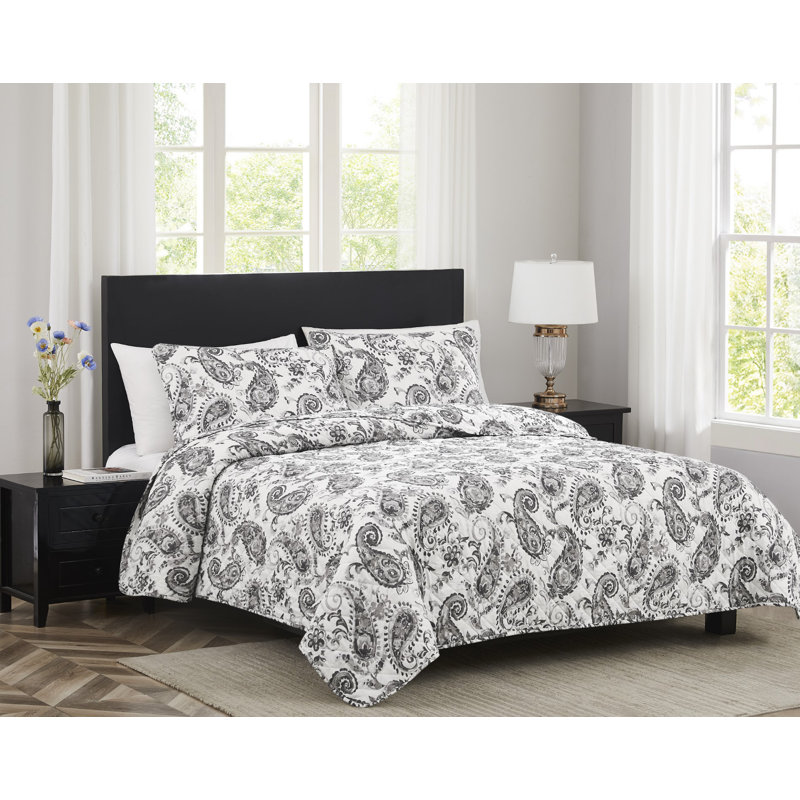 Ensemble de courtepointe réversible en microfibre 3 pièces Melrose, Courtepointe grand + 2 couvre-oreillers standard