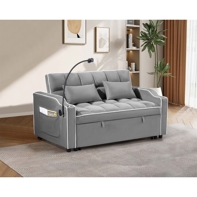 Canapé-lit pliable polyvalent aux fonctions multiples et au design moderne, Gris