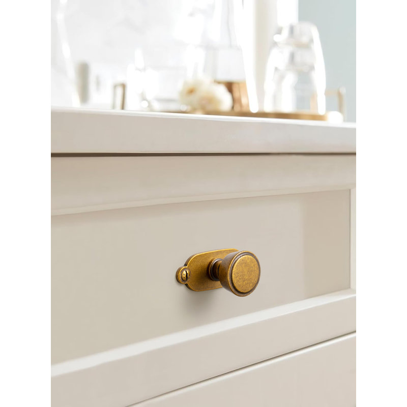 1.23" Diameter Mushroom Knob With Backplate(G013), Antique Brass