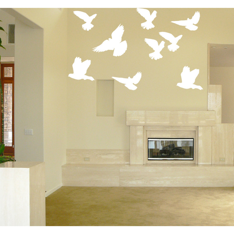 Décalcomanie murale sihouette mixed oiseaux, Blanc