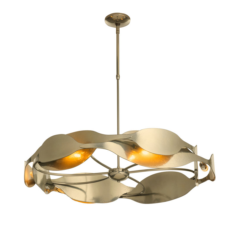 Waves 6 - Light Wagon Wheel Pendant, Modern Brass