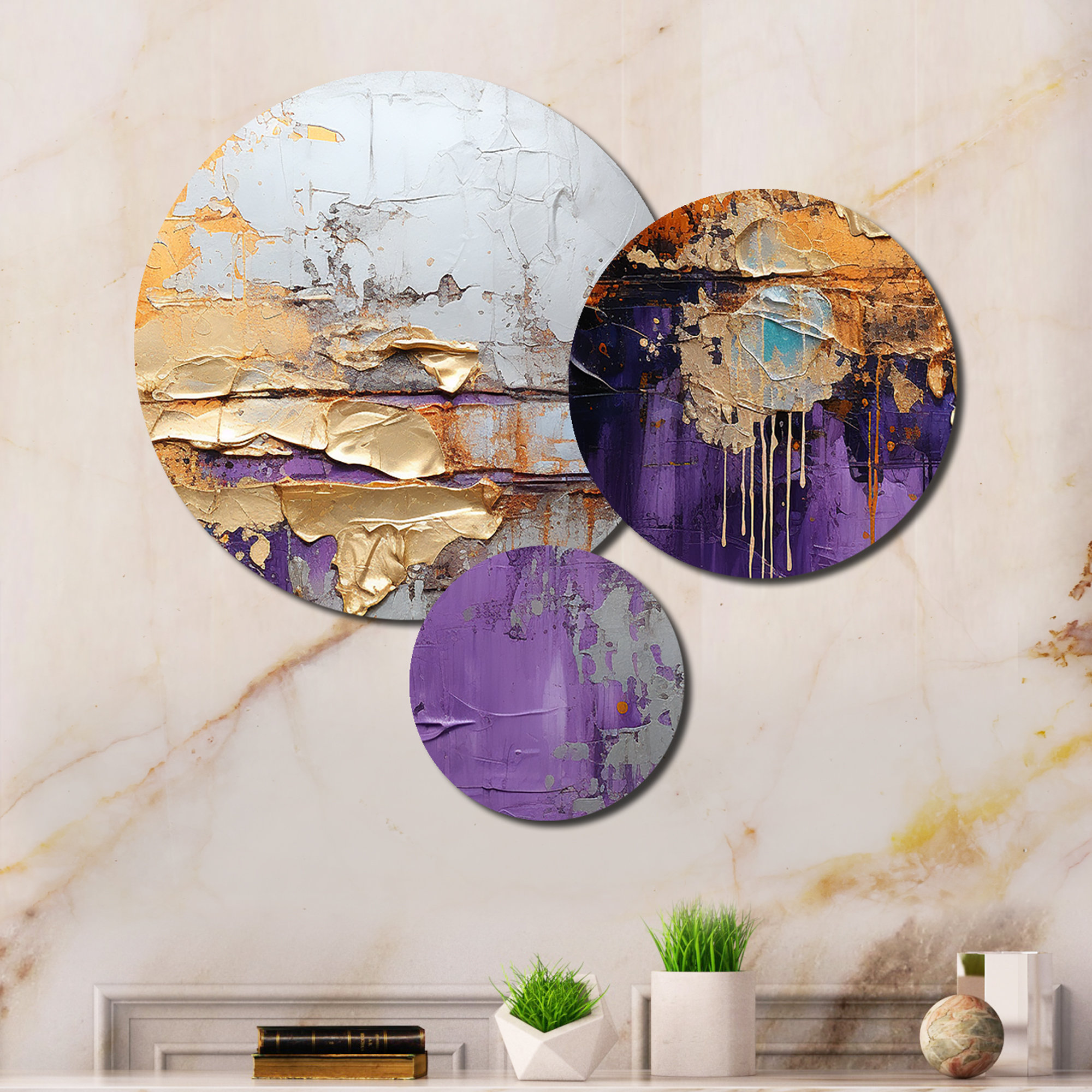 Ivy Bronx Collage Fusion III - Abstract Collages Metal Wall Art Set ...