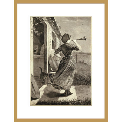 «The Dinner Horn» par Winslow Homer, impression giclée sur cadre