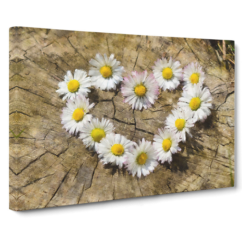 Daisy Heart Chain - Wrapped Canvas, 40cm H x 60cm W x 3cm D