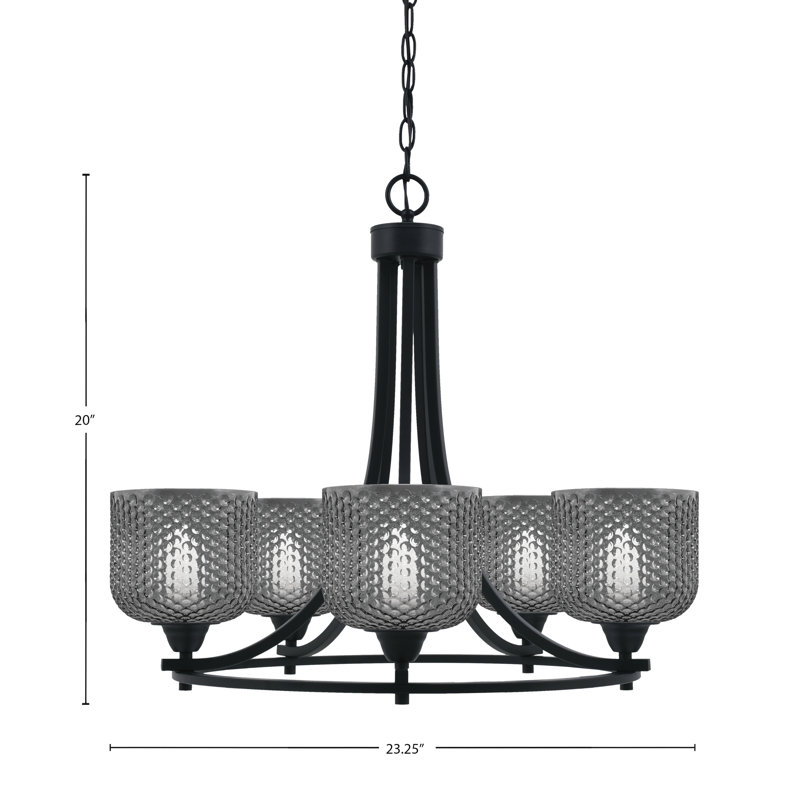 Lustre 5 lumières Paramount, Noir mat, Noir