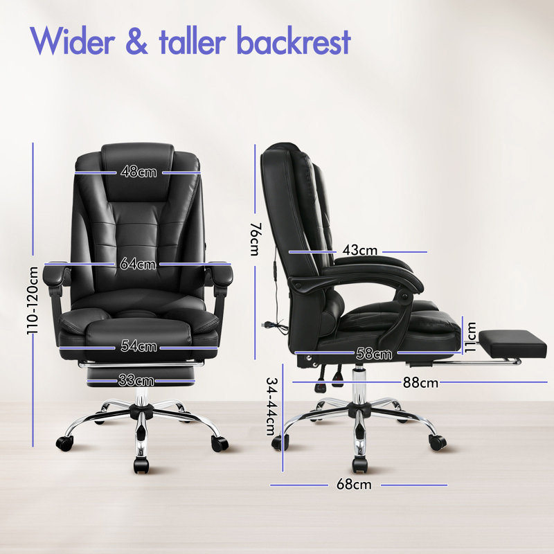 Massage Office Chair PU Leather Seat, Black