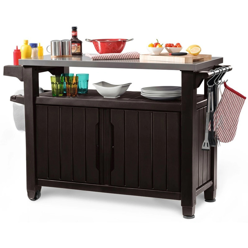 BBQ Table Garden Storage, Brown