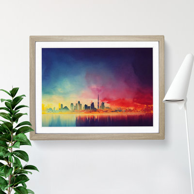 Skyline City Watercolour - Framed Print