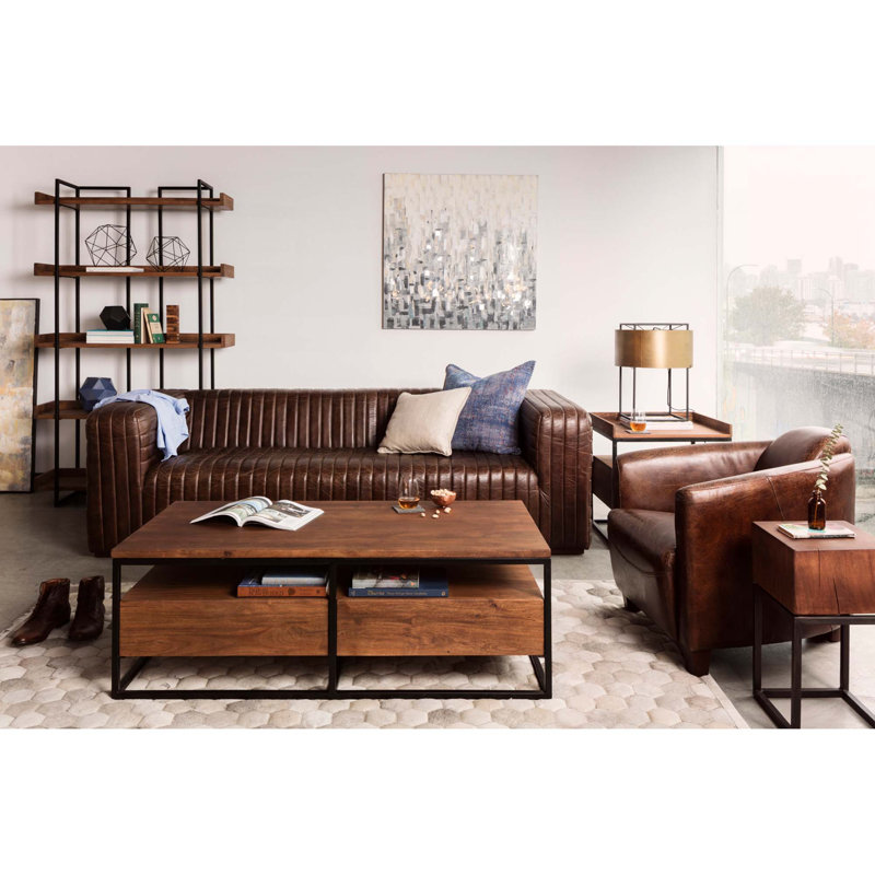 Premium Channel-Stitched Top-Grain Leather Sofa