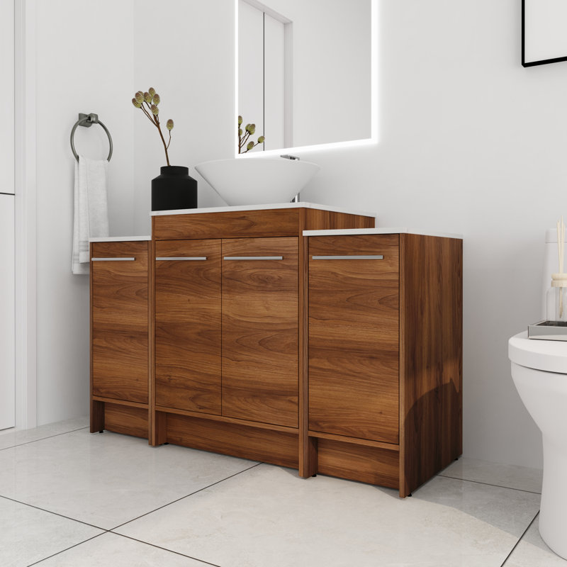 Meuble-lavabo autoportant avec comptoir en céramique Darico