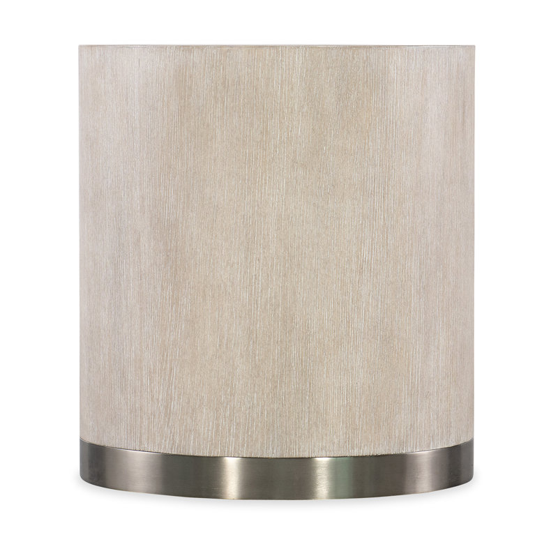 Modern Diamond Brown Round Wood and Metal End Table