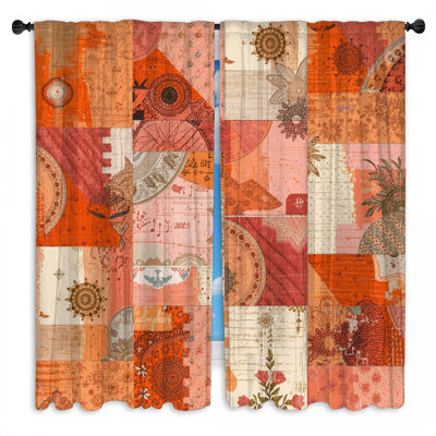 Bohemian Patchwork Pattern Window Curtains Patchwork Sheer & Room Darkening - 2 Panels