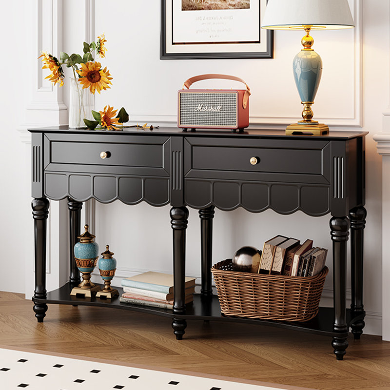 Console rétro de style français noir, H 35,4 po x l 47,2 po x P 15,7 po