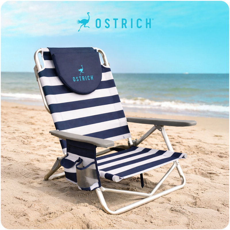 Ostrich The Lightweight Backpacker Portable Reclining Beach Camping Chair Stripe