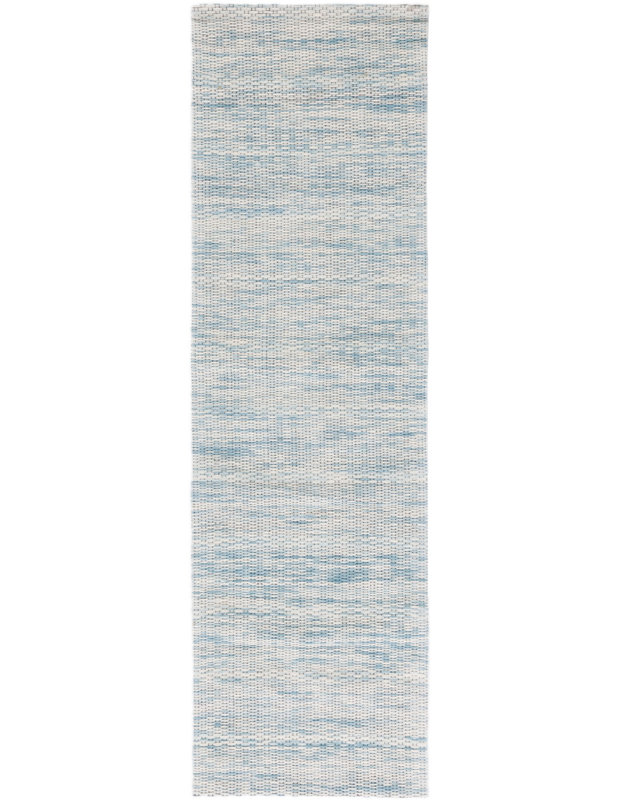Aon Handwoven Wool Blue/Ivory Area Rug, Runner 2'3" x 8'