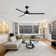 Chaffins Large Matte Black Indoor/Covered Outdoor Ceiling Fan with Light and Remote, 3 Aluminum Blades, 6-Speed Quiet DC Motor, LED Tri-Color Temperature, Memory Function, Timer, 6''/12'' Downrods
