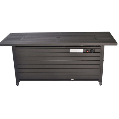 57 In Propane Fire Pit Table, 50000Btu, Rectangular With Lid & Wind Guard, , Bronze Steel, Add A Dash Of Style To Your Backyard Garden Deck Patio Camping Party 50000Btu Make Adventures More
