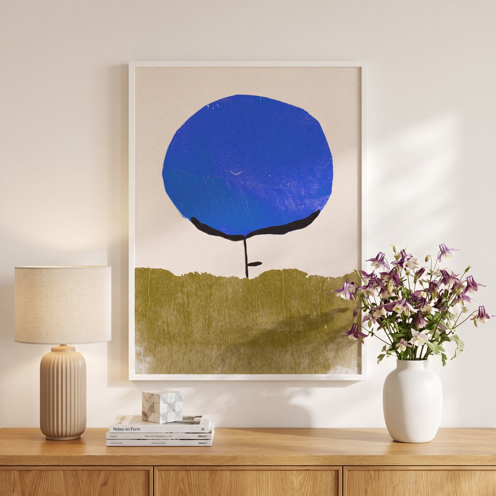 Blue Flower Print by Alisa Galitsyna, 41" H x 31" W, White