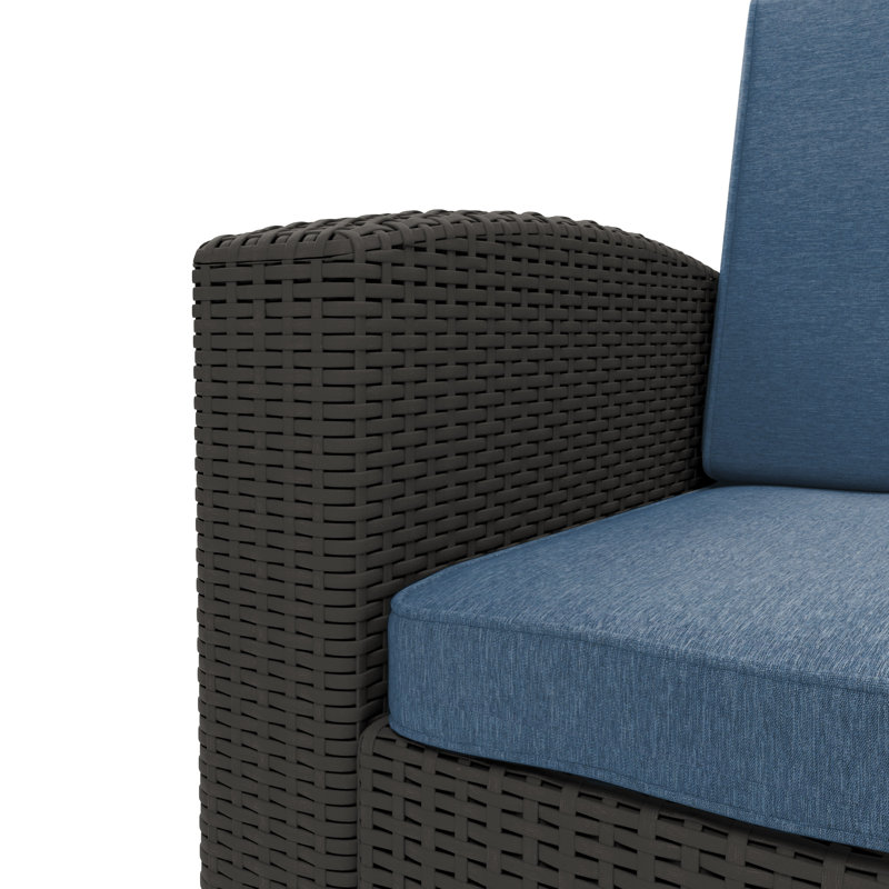 Chaise de patio avec coussins Mesvin, Bleu