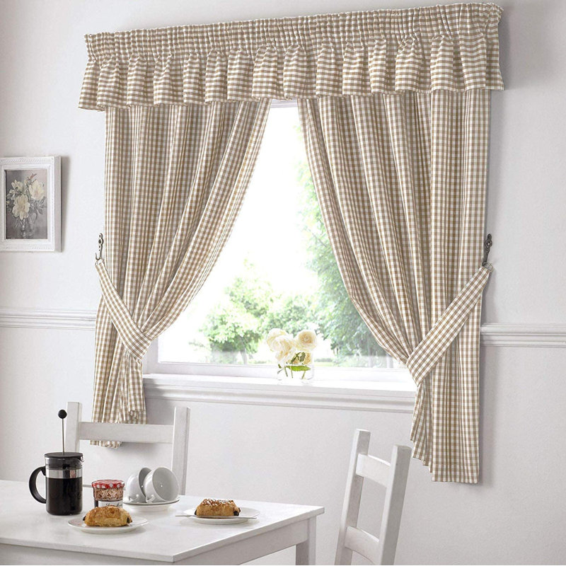 Owain Semi Sheer Curtain Pair, 117 x 107 cm, Beige