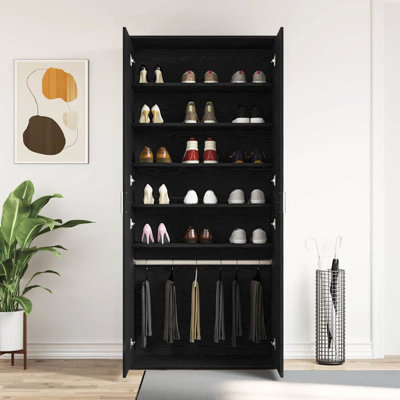 Shoe Cabinet With Door 80 X 39 X 180 Cm Engineered Wood