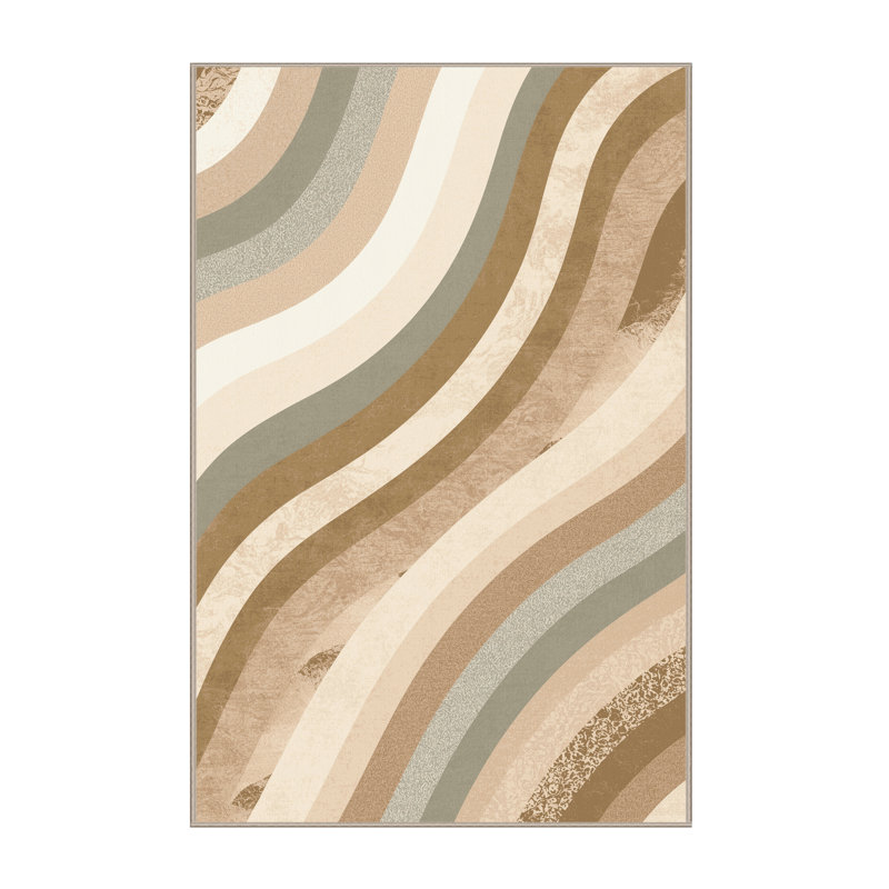 Tapis beige délavé à la machine Pacchiana, 8 x 12