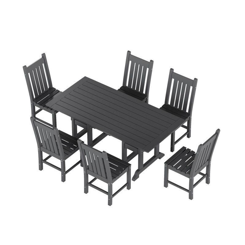 Ensemble de salle à manger rectangulaire pour 6 personnes 71 po Laguna, gris