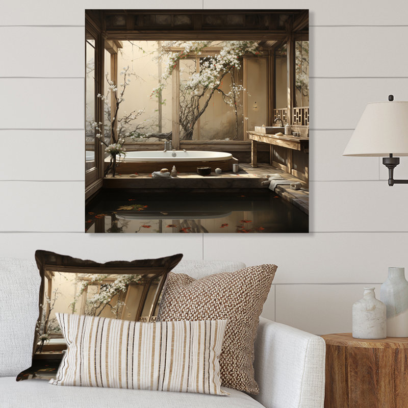 «Bathroom & Japon», reproduction d'art sur bain, H 29 po x l 29 po x P 1 po