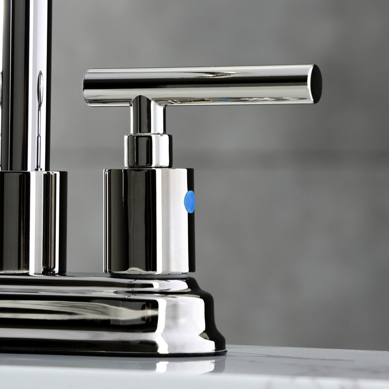 Kingston Manhattan Two-Handle 2-Hole Deck Mount Bar Faucet, Polished Nickel