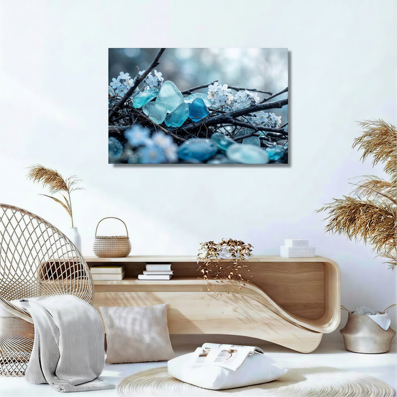 Ensemble de 1 tableau sur toile en verre bleu, 24"H x 36"W, Wrapped Canvas
