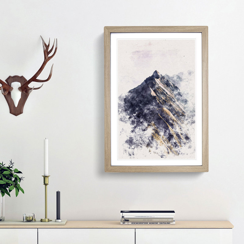 Mountain Ridge in Switzerland - Picture Frame Painting Print, 45cm H x 33cm W x 2cm D, Oak Framed