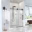 Porte de douche coulissante simple sans cadre de 44 à 48 po x H 76 po - Verre trempé transparent de 5/16 po (8 mm), conception de dérivation avec finition noir mat-129453893