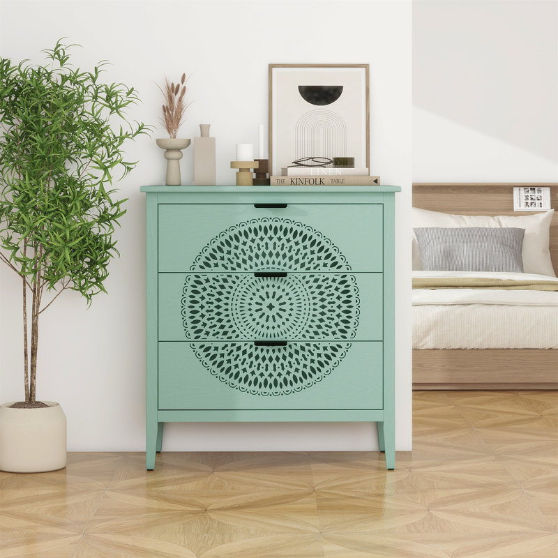 Huertas 31.5'' W 3 - Drawer Dresser, Light Green