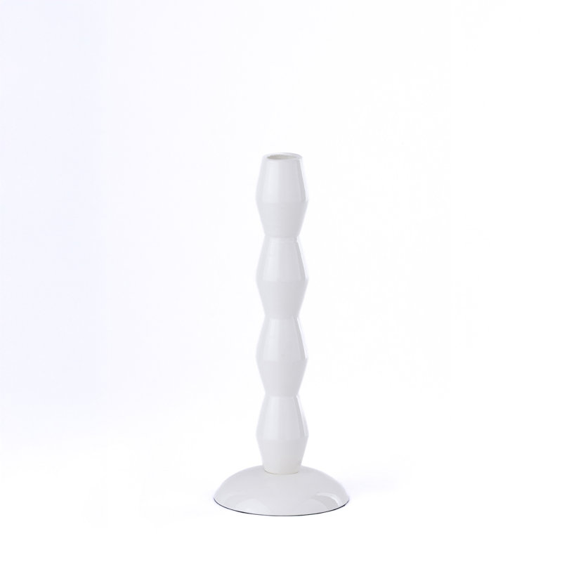 Porte-bougie en aluminium blanc brillant, H 11 po x l 4 po x P 4 po