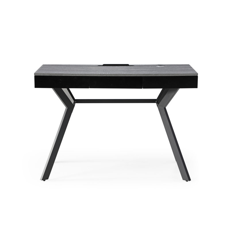 Bureau avec 3 tiroirs et support pour iPad, Gris / noir