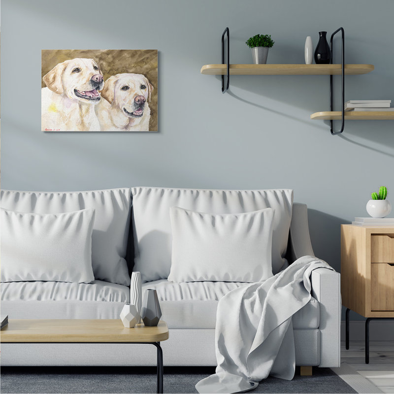 Chiens du Labrador jaunes se reposant, Toile tendue, H 24 po x l 30 po