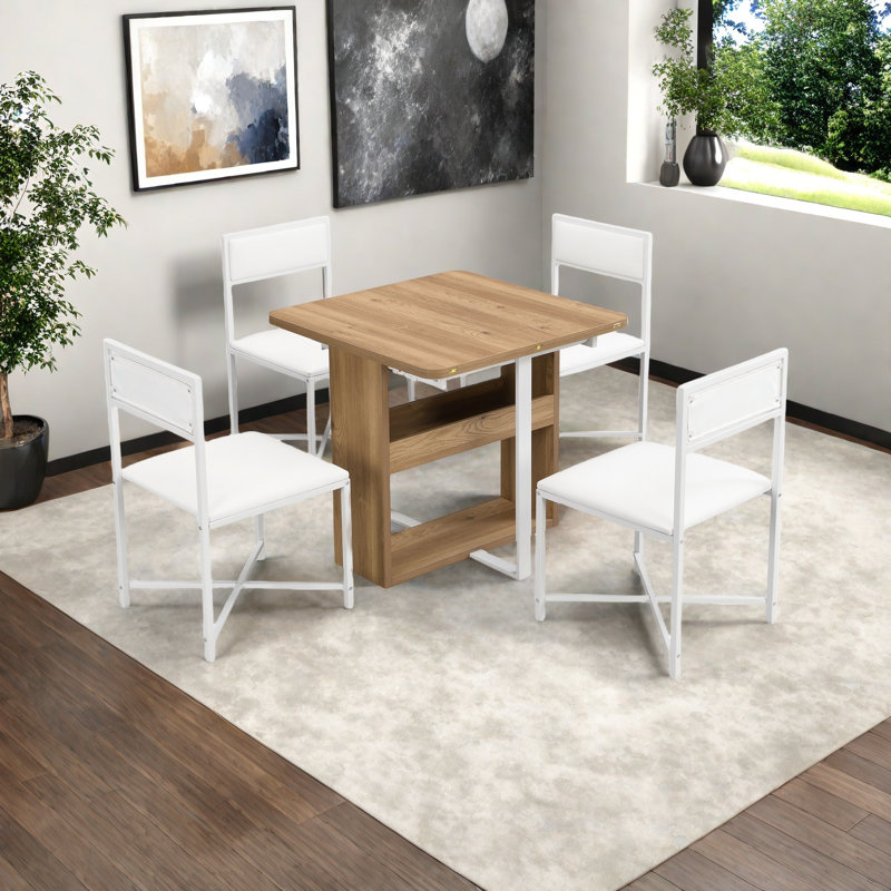 Ensemble de table de salle à manger extensible de 63 pouces Modern Modern, Blanc