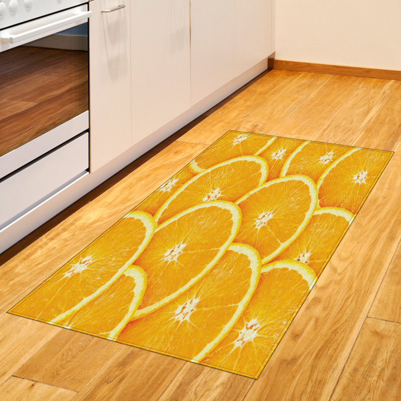 Orange High Density Long Fiber Poly Threads Decorative Area Rug Carpet, Rectangle 2'7" x 5'