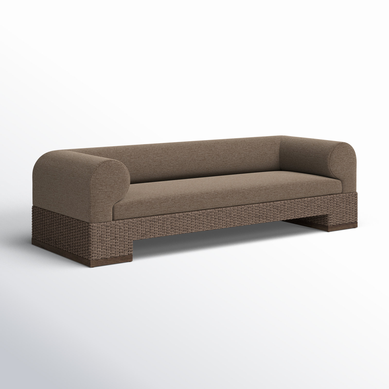 Leonitus 108" Teak Patio Sofa, Dark Brown, Brown