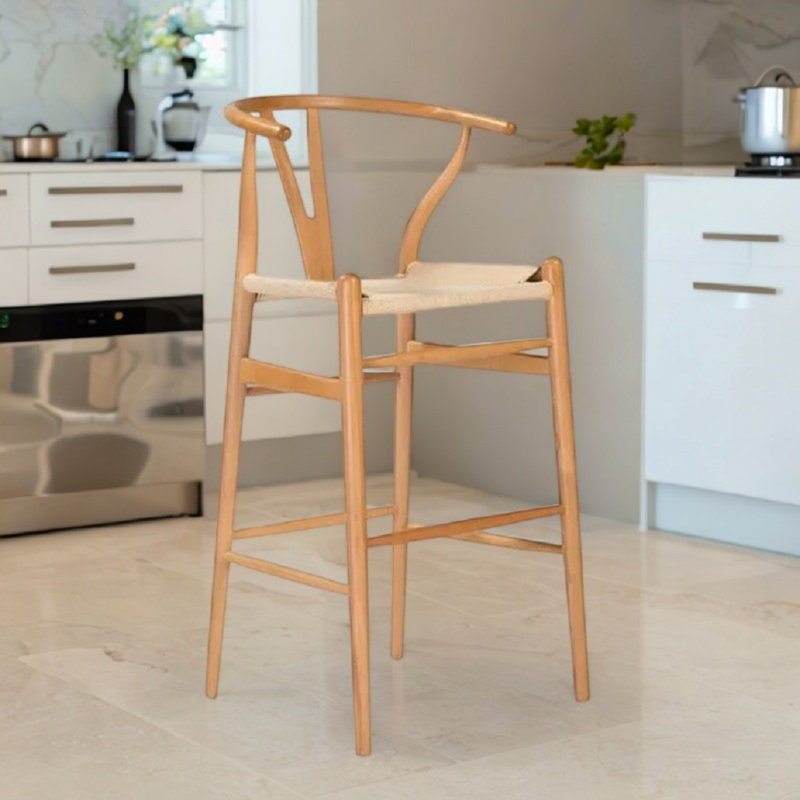 Tabouret en corde de bois massif, Brun