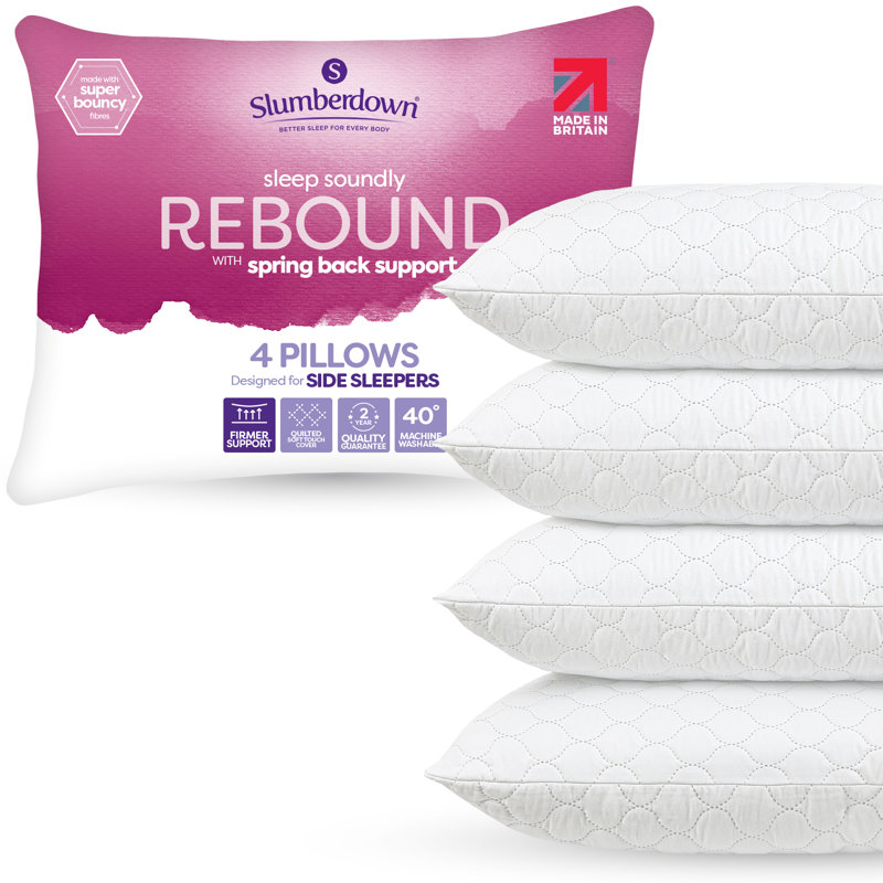 Sleep Soundly Rebound Machine Washable Pillow, Firm Support, 4 Pack