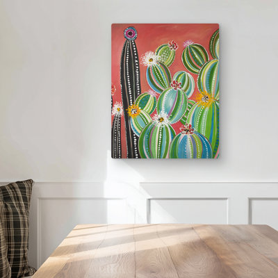 Rainbow cactus - Floral metal print for home decor | Botanical