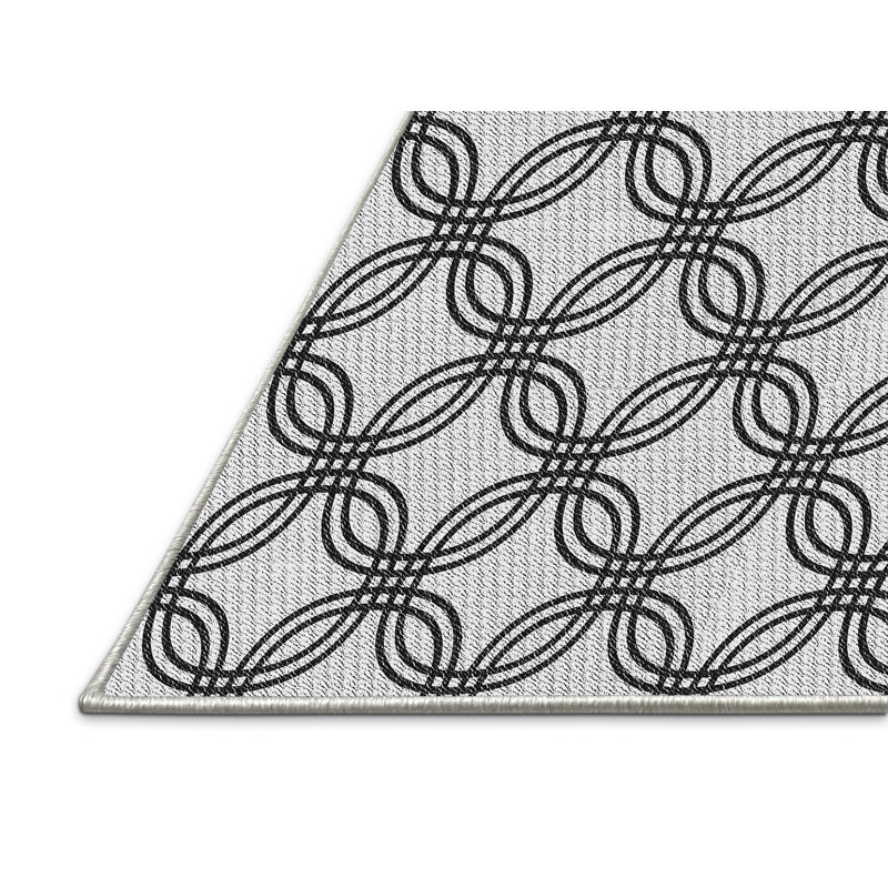 Tapis gris/crème à motifs, Rectangle 5 pi x 7 pi
