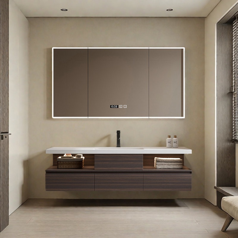 Light luxury retro bathroom cabinet, 55.1"