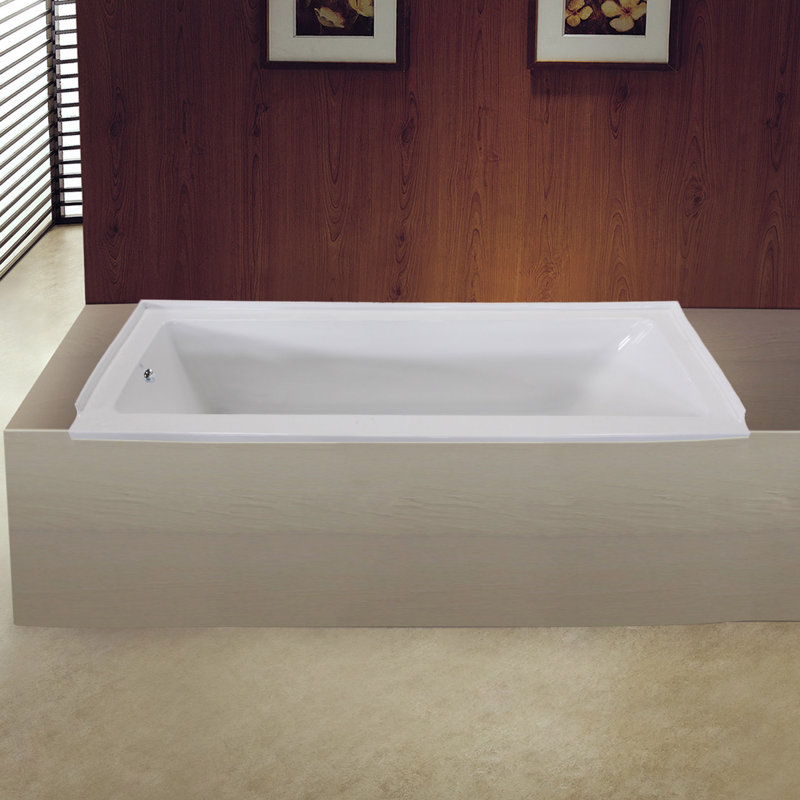 Kingston Brass Aqua Eden 60-Inch Acrylic Rectangular Drop-In Tub, Left