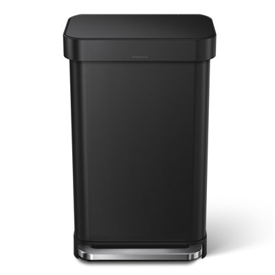 simplehuman 45 Liter / 12 Gallon Rectangular Hands-Free Kitchen Step Trash Can, Matte Black Steel