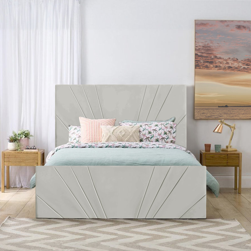 Burgoyne Upholstered Ottoman Storage Bed, UK Double (135 x 190 cm), Silver
