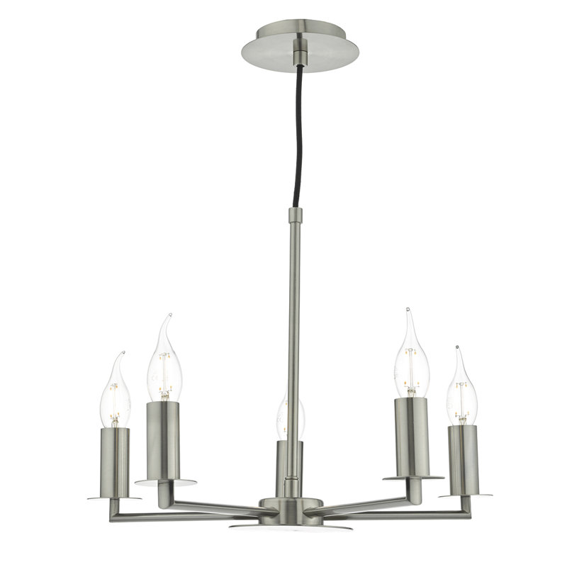 Catlin 5 - Light Candle Style Chandelier, Satin Chrome